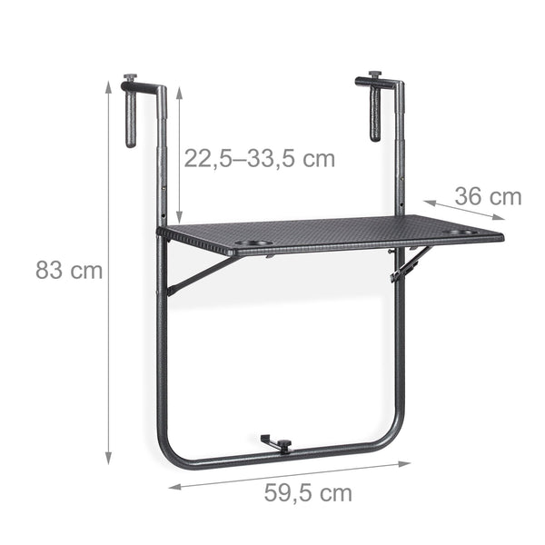 Balkontafel inklapbaar zwart