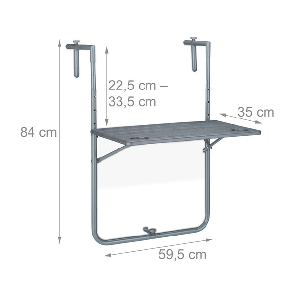 Grijze hangtafel balkon inklapbaar