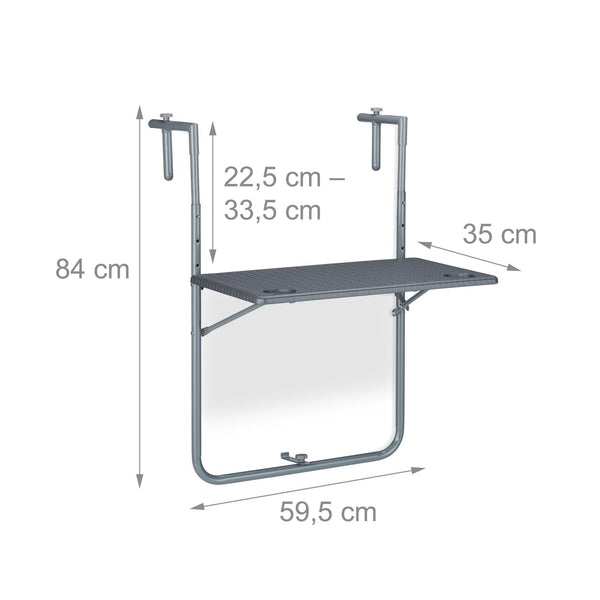 Grijze hangtafel balkon inklapbaar