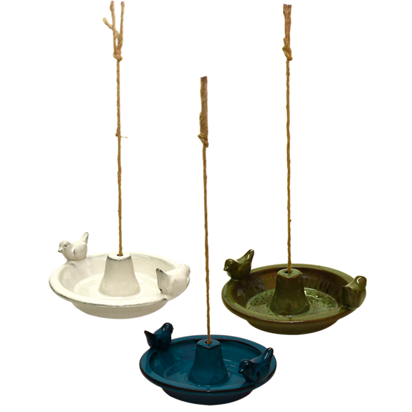 Rond keramiek hangend vogelbad
