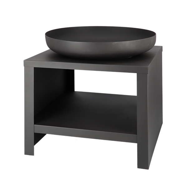 Vuurschaal met houtopslag 60 cm zwart