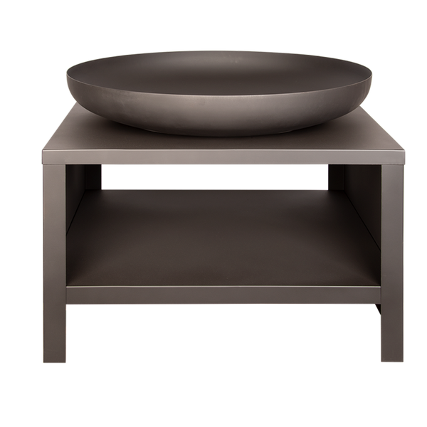 Vuurschaal met houtopslag 80 cm zwart