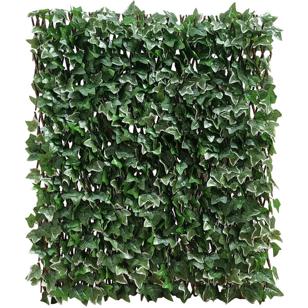 Balkonscherm Wilgenlatwerk met textiele bladeren 132x55cm