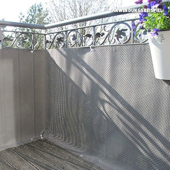 Balkondoek geweven kunststof titanium grijs 300x90cm
