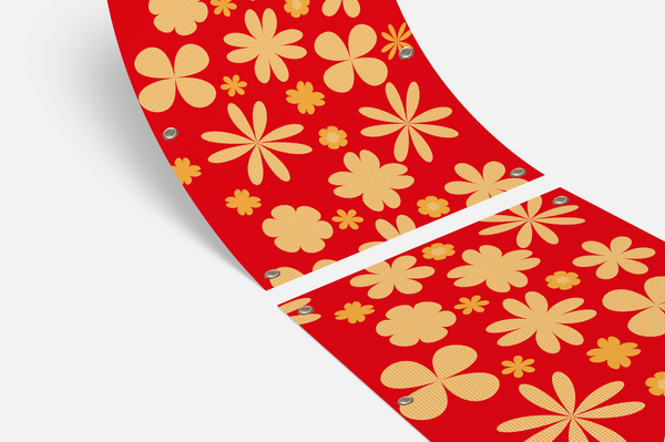 Balkondoek - bloem rood - enkelzijdig
