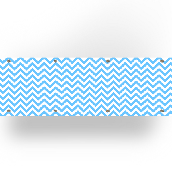 Balkondoek - chevron wit/lichtblauw - dubbelzijdig