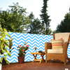 Balkondoek - chevron wit/lichtblauw - enkelzijdig