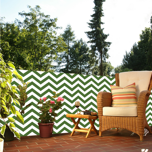 Balkondoek op maat met print – Chevron wit/groen