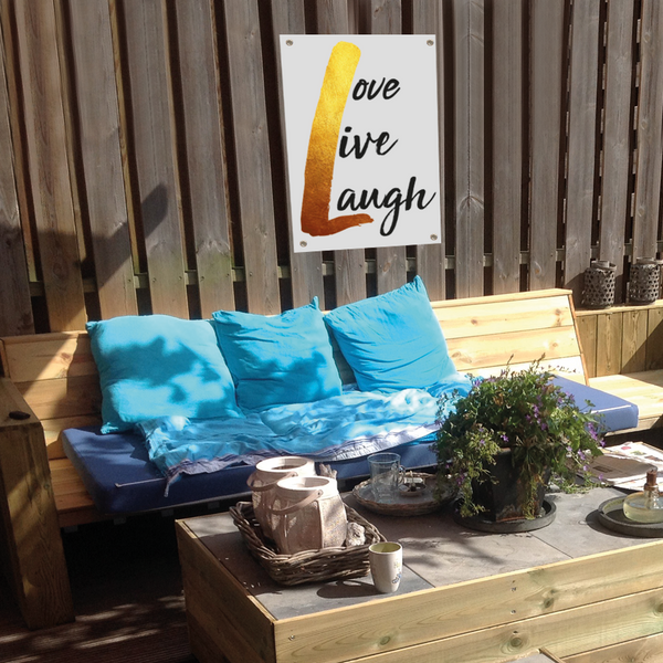 Tuinposter - Gold Love Live Laugh - 100x70cm