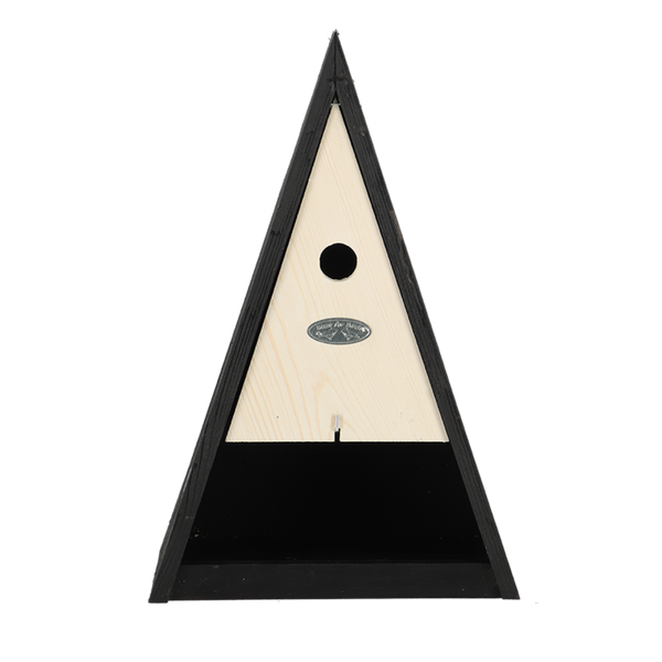 Vogelhuisje wigwam met voederplaats zwart