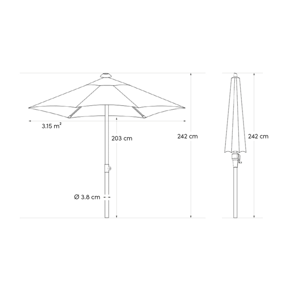 Parasol Lisboa 210x150 Olive